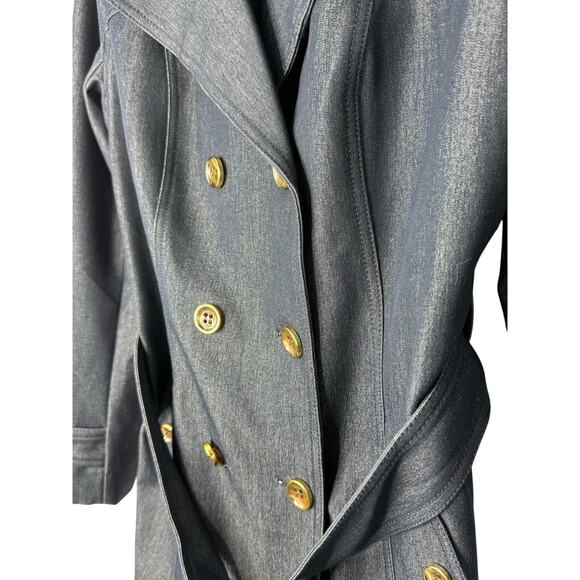 Caché Denim Trench Coat Women’s Small Y2K Glam Parisian Old Money - Picture 4 of 11